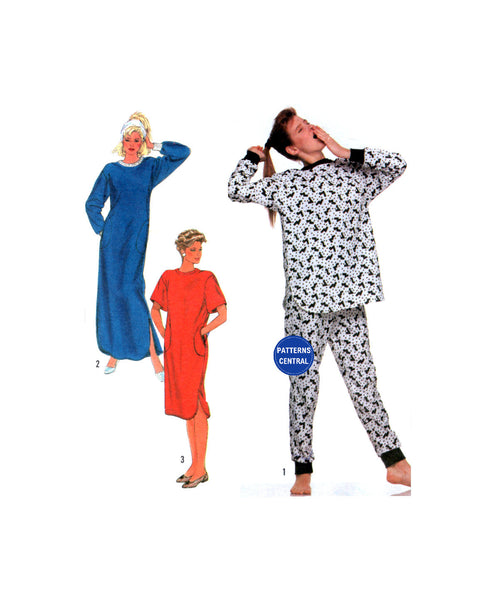 Simplicity 9354 Easy Nightgown in Two Lengths and Pajamas, Uncut, Factory Folded Sewing Pattern Bust 36-38 (92-97 cm)