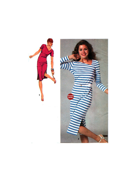 Simplicity 9370 Retro 80s T-Shirt Style Dress with Asymmetrical Neckline, Uncut, Factory Folded, Sewing Pattern Size 18-20