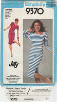 Simplicity 9370 Retro 80s T-Shirt Style Dress with Asymmetrical Neckline, Uncut, Factory Folded, Sewing Pattern Size 18-20