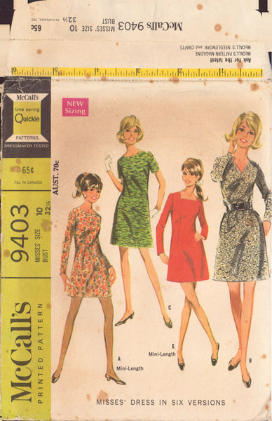 McCall's 9403 Sewing Pattern, Size 10, Neatly Cut, Complete