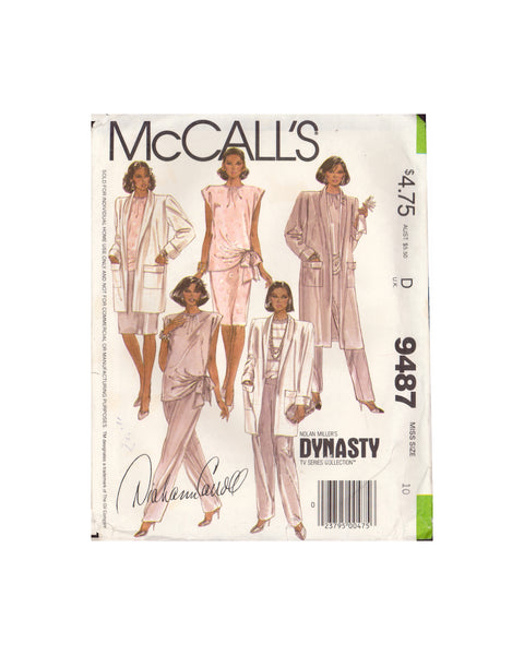 McCall's 9487 Sewing Pattern, Coat, Blouse, Skirt and Pants, Size 10, Neatly Cut, Complete