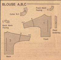 Vogue 9500 Sewing Pattern, Blouse, Size 14, Cut, Incomplete