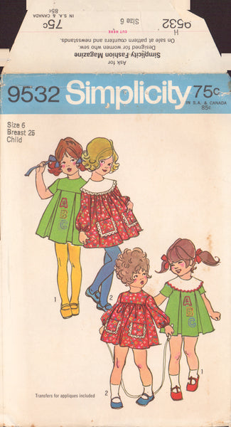 Simplicity 9523 Girl's Dress, Sewing Pattern, Size 6, Cut, Complete