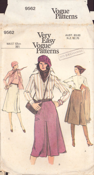 Vogue 9562 Sewing Pattern Skirts, Waist 26.5", Cut, Complete
