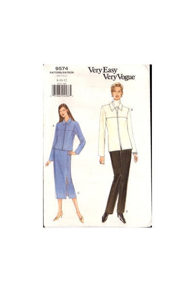 Vogue 9574 Sewing Pattern Jacket Skirt Pants Sizes 8-10-12 Uncut Factory Folded