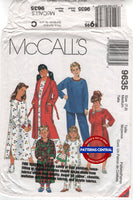 McCall's 9635 Child's Sleepwear: Robe, Nightshirt, Pants, Top, Shorts and Booties, Uncut, Factory Folded, Sewing Pattern Multi Size 8-14