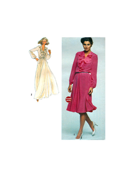 Simplicity 9655 Pullover Dress in Two Lengths with Ruffled, Deep V-Neckline, Uncut, Factory Folded, Sewing Pattern Size 14