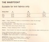 Justknits 96752 Sewing Pattern, Waistcoat, Size S-M-L, Uncut, Factory Folded