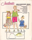 Justknits 96930 Sewing Pattern Girls' Top, Dress, Skirt, Pants, Shorts Size 2-12 Uncut Factory Folded