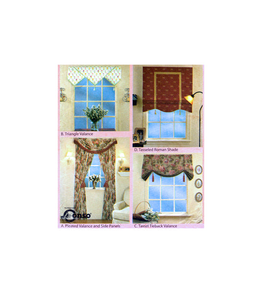 Simplicity 9720 Window Treatments: Valances, Roman Shades, Pleated Curtains, Uncut, Factory Folded Sewing Pattern