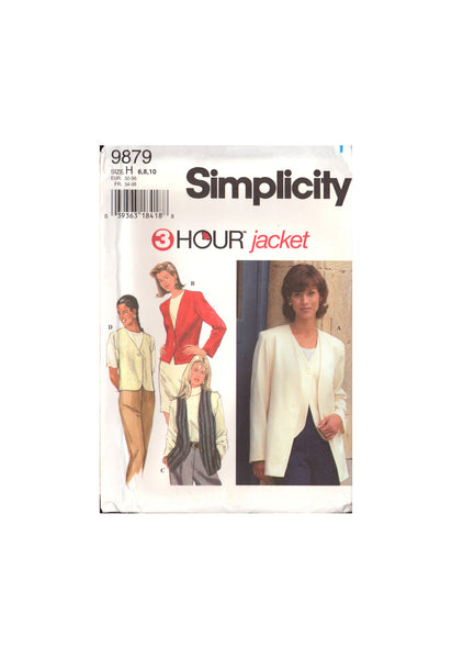 Simplicity 9879 3-Hour Lined Jacket with Shaped Front Hemline with Two Lengths, Sewing Pattern Size 6-10