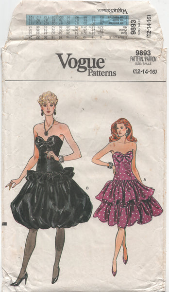 Vogue 9893 Strapless Drop Waist Dress with Ruffled, Tiered Skirt, Cut, Patterns Central Vogue 9893 Strapless Drop Waist Dress with Ruffled, Tiered Skirt, Cut, Patterns Central