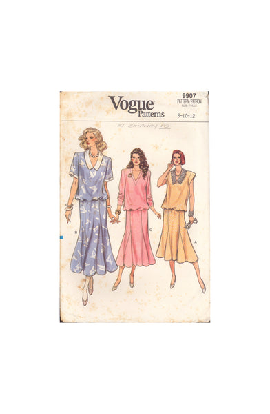 Vogue 9907 Sewing Pattern, Half-Size Dress, Size 8-10-12, Neatly Cut, Complete