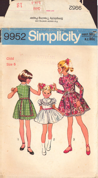 Simplicity 9952 Sewing Pattern, Girls' Dress, Size 6, Cut, Incomplete