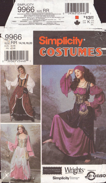 Simplicity 9966 Sewing Pattern, Misses' Costumes, Size 14, Cut, Incomplete