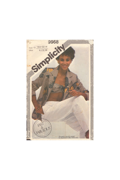 Style 9968 Sewing Pattern, Pants, Bias Bandeau and Unlined Jacket, Size 10, Cut, Complete