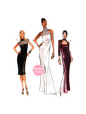 Vogue 9971 Bias, Straight or A-line Evening Dress, Mostly Uncut, Complete Size 8-12
