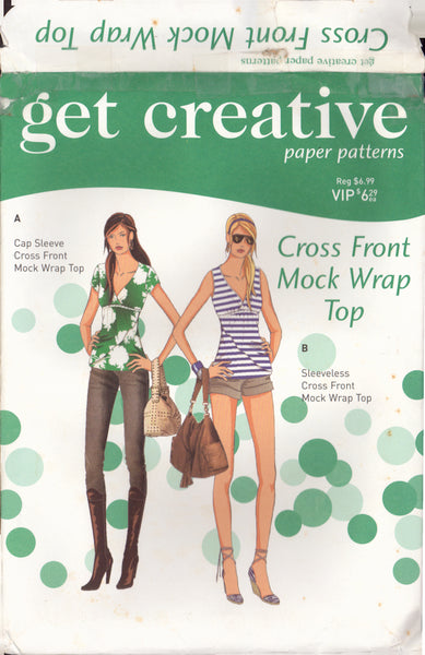 Get Creative - Cross Front Mock Wrap Top Sewing Pattern, Size 8-16, Cut, Complete