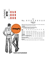 70s Men's Slightly Flared Western Pants, Waist 34-39 (87-99 cm) or 28, 30, 32 (71, 76, 81 cm), Authentic Patterns 279, Vintage Sewing Pattern Reproduction