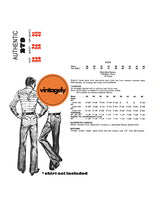 70s Men's Slightly Flared Western Pants, Waist 34-39 (87-99 cm) or 28, 30, 32 (71, 76, 81 cm), Authentic Patterns 279, Vintage Sewing Pattern Reproduction