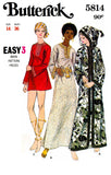 70s Slightly A-line Caftan in Two Lengths with Optional Hood, Various Sizes, Butterick 5814, Vintage Sewing Pattern Reproduction