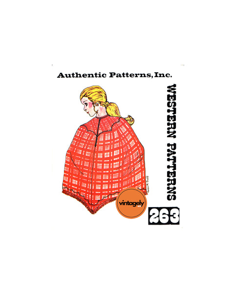 70s 3-Piece Poncho, Size Small, Authentic Patterns 263, Vintage Sewing Pattern Reproduction