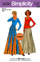 70s Godet Maxi Skirt and Sweetheart Neckline Top, Various Sizes, Simplicity 6291, Vintage Sewing Pattern Reproduction