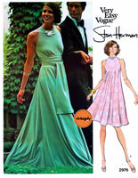 70s Evening Wear: Bias Pullover Tent Dress in Two Lengths, Bust 32.5 (83 cm), Vogue 2976, Vintage Sewing Pattern Reproduction