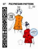 PDF INSTANT DOWNLOAD: 60s Women's Pake Asian Style Top with or without Sleeves, Bust 30-32, Polynesian Patterns 117, Vintage Sewing Pattern Reproduction