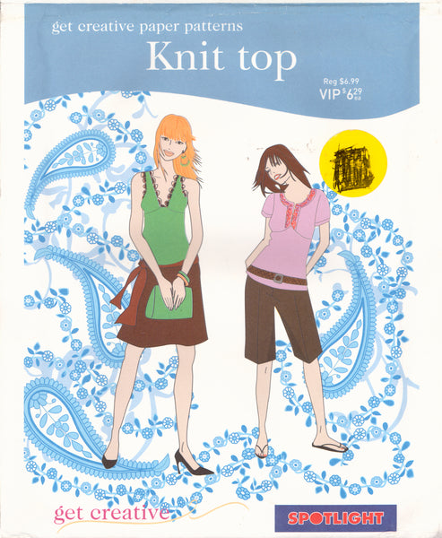 Spotlight Sewing Pattern, Knit Top, Size 8-16, Cut, Complete