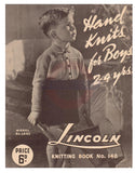 Lincoln Book 148 "Hand Knits for Boys 2-4 yrs" - 40s Knitting Patterns for Boys Instant Download PDF 16 pages