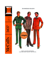 70s Men's Unlined Shirt-Jacket and Pants, Various Sizes, McCall's 3437, Vintage Sewing Pattern Reproduction