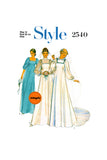 70s Bridal Gown and Bridesmaid Dress, Style 2540, Bust 36 (92 cm), Sewing Pattern Reproduction