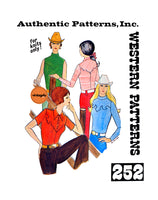 70s Western/Cowgirl Bodysuits with Design Variations, Bust 32.5 (83 cm) or 36 (92 cm), Authentic 252, Vintage Sewing Pattern Reproduction