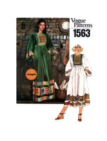 70s Boho Patchwork Applique, Kimono Sleeve Dress in Two Lengths, Bust 34 (87 cm), Vogue 1563, Vintage Sewing Pattern Reproduction