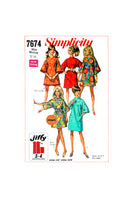 60s Loosely Fitted, Kimono Style Sleeved Dress in Two Lengths, Bust 34-36 (87-92 cm), Simplicity 7674, Vintage Sewing Pattern Reproduction