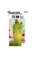 70s Batwing Caftan with V-Neckline and Shaped Hemline, Bust 31.5-32.5 (80-83 cm), Butterick 4896, Vintage Sewing Pattern Reproduction