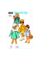 60s Toddlers' Dress, Hat and Coat with Detachable Collars, Size 2 Breast 21 (53 cm), Simplicity 6949, Vintage Sewing Pattern Reproduction