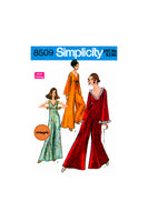 70s Ankle Length Bell Bottom Pantdress with or without Angel Sleeves, Bust 34" (87 cm) or 36" (92 cm), Simplicity 8509, Vintage Sewing Pattern Reproduction