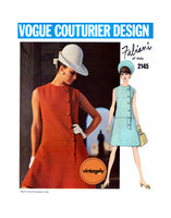 60s A-Line Drop Waist Dress with Side Button Closing, Bust 36" (92 cm) Vogue Couture Design 2145, Vintage Sewing Pattern Reproduction