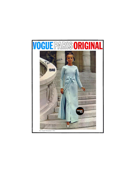 60s Overdress with Long Skirt or Pants, Bust 32.5" (83 cm) or 38" (97 cm) Vogue Paris Original 1940 Vintage Sewing Pattern Reproduction