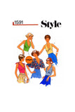 70s Set of Summery Midriff Tops, Bust 34 (87 cm) or 36 (92 cm), Style 1591, Vintage Sewing Pattern Reproduction