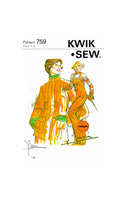 70s Women's Ski Outfit: Bib Pants and Lined Jacket, Bust 32.5-35.5 (83-90 cm), Kwik Sew 759, Vintage Sewing Pattern Reproduction