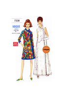 60s Mod A-line Coat Dress in Two Lengths with or without Sleeves, Bust 32.5 (83 cm) or 38 (97 cm), Vogue 7238, Sewing Pattern Reproduction