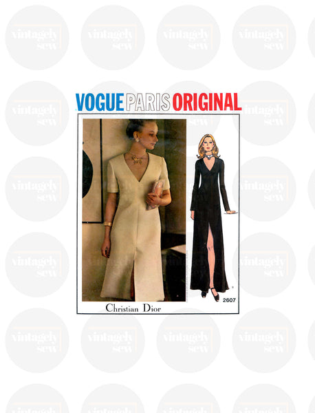 70s A-Line Evening Dress in Two Lengths, Bust 32.5" (83 cm) or 34" (87 cm) Vogue Paris Original 2607, Vintage Sewing Pattern Reproduction