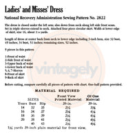 30s Triple Flutter Sleeve Dress with Long Skirt, Bust 36 (92 cm), National Recovery Administration 2822, Vintage Sewing Pattern Reproduction