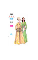 60s Evening Length Caftan with Shaped Neckline, Bust 32.5" (83 cm) or 34" (87 cm), Vogue 7497, Vintage Sewing Pattern Reproduction