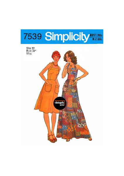 PDF INSTANT DOWNLOAD: 70s Halter Neck Sundress in Two Lengths, Bust 32 Patterns Central PDF INSTANT DOWNLOAD: 70s Halter Neck Sundress in Two Lengths, Bust 32 Patterns Central