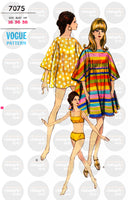 60s Two Piece Swimsuit and Cover Up in Two Lengths, Bust 31" (79 cm) or 36" (97 cm) Vogue 7075, Vintage Sewing Pattern Reproduction