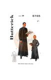 50s Men's or Boy's Classic Cassock in Three Styles, Various Sizes, Butterick 6765 Vintage Sewing Pattern Reproduction